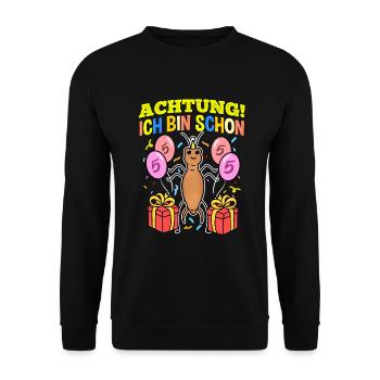 Achtung Ich Bin Schon 5 Geburtstag Ohrwurm - Unisex Pullover - Schwarz - Vorne - Alina (178cm) & Michal (187cm)