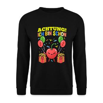 Achtung Ich Bin Schon 2 Geburtstag Kirsche - Unisex Pullover - Schwarz - Vorne - Alina (178cm) & Michal (187cm)