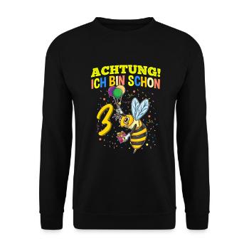 Achtung Ich Bin Schon 3 Tier Geburtstag Wespe - Unisex Pullover - Schwarz - Vorne - Alina (178cm) & Michal (187cm)