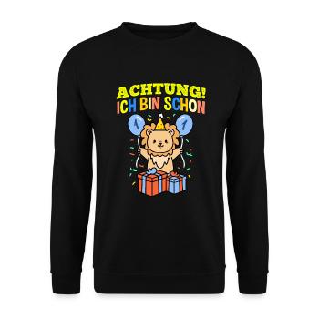 Achtung Ich Bin Schon 1 Geburtstag Löwe - Unisex Pullover - Schwarz - Vorne - Alina (178cm) & Michal (187cm)