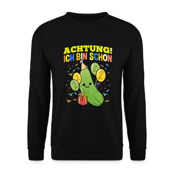 Achtung Ich Bin Schon 2 Geburtstag Zucchini - Unisex Pullover - Schwarz - Vorne - Alina (178cm) & Michal (187cm)