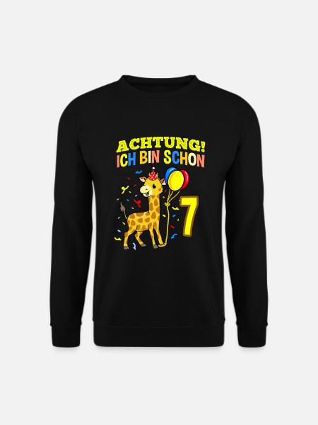 Achtung Ich Bin Schon 7 Geburtstag Giraffe - Unisex Pullover - Schwarz