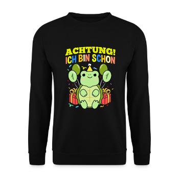 Achtung Ich Bin Schon 1 Geburtstag Schildkröte - Unisex Pullover - Schwarz - Vorne - Alina (178cm) & Michal (187cm)