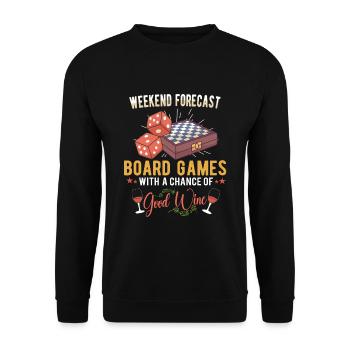 Wine Board Games Chess Board Game Player Gambling - Unisex Pullover - Schwarz - Vorne - Alina (178cm) & Michal (187cm)