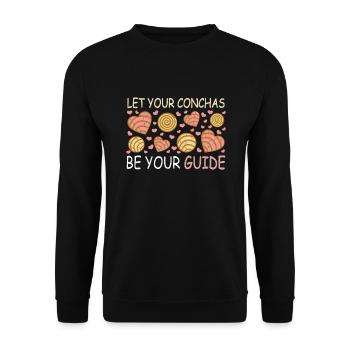 Spanischer Humor Conchas Mexikanisches Brot - Unisex Pullover - Schwarz - Vorne - Alina (178cm) & Michal (187cm)