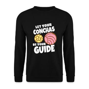 Spanischer Humor Conchas Mexikanisches Brot - Unisex Pullover - Schwarz - Vorne - Alina (178cm) & Michal (187cm)