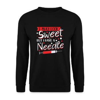 Type 1 Diabetes funny Diabetic Diabetes Gift Idea - Unisex Sweatshirt - black - Front - Alina (178cm) & Michal (187cm)