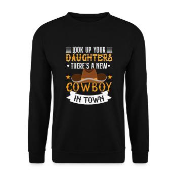 Cowboy Barn Bull Rider Rodeo Country Western - Sweat-shirt Unisexe - noir - Devant - Alina (178cm) & Michal (187cm)