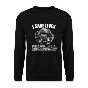 Police Cop Officer Police Office - Unisex Sweatshirt - black - Front - Alina (178cm) & Michal (187cm)