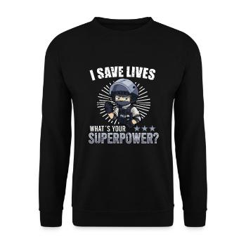Bureau de police des policiers - Sweat-shirt Unisexe - noir - Devant - Alina (178cm) & Michal (187cm)