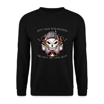 Soudeur Femme Drôle Drôle Soudage Petite Amie Cadeau - Sweat-shirt Unisexe - noir - Devant - Alina (178cm) & Michal (187cm)