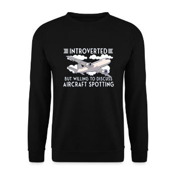 Aircraft Spotting Airplane Aircraft Spotter - Unisex Pullover - Schwarz - Vorne - Alina (178cm) & Michal (187cm)