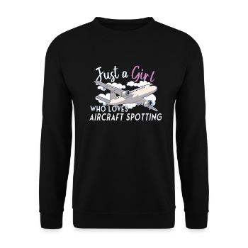 Aircraft Spotting Airplane Aircraft Spotter - Unisex Pullover - Schwarz - Vorne - Alina (178cm) & Michal (187cm)