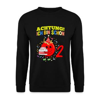 Achtung Ich Bin Schon 2 Geburtstag Tomate - Unisex Pullover - Schwarz - Vorne - Alina (178cm) & Michal (187cm)