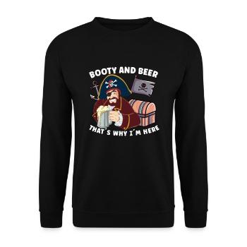 Beer Lover Pirate Pirate Ship Pirate Captain - Unisex Pullover - Schwarz - Vorne - Alina (178cm) & Michal (187cm)