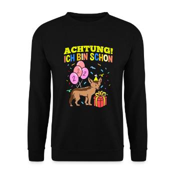 Achtung Ich Bin Schon 2 Geburtstag Schakal - Unisex Pullover - Schwarz - Vorne - Alina (178cm) & Michal (187cm)