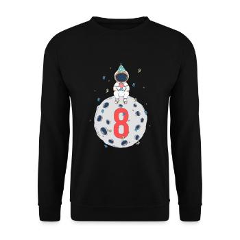8. Geburtstag Weltraum Geburtstagsparty - Unisex Pullover - Schwarz - Vorne - Alina (178cm) & Michal (187cm)