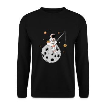 Astronaut Fishing Bitcoin Stock Market Trader - Unisex Sweatshirt - black - Front - Alina (178cm) & Michal (187cm)