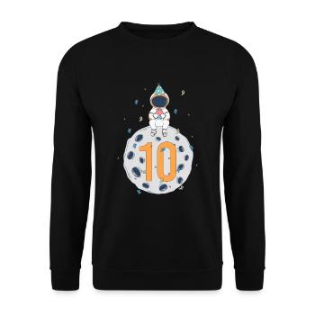 10. Geburtstag Weltraum Geburtstagsparty - Unisex Pullover - Schwarz - Vorne - Alina (178cm) & Michal (187cm)