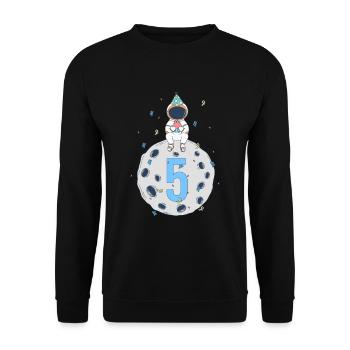 5. Geburtstag Weltraum Geburtstagsparty - Unisex Pullover - Schwarz - Vorne - Alina (178cm) & Michal (187cm)