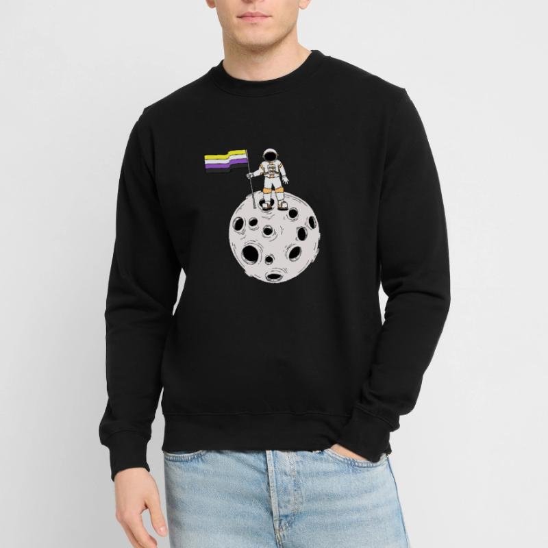 Nonbinary-Astronaut auf dem Mond Nonbinary-Flagge Unisex Pullover