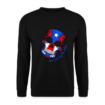 Sugar Skull Stolzer Puertoricaner - Unisex Pullover - Schwarz - Vorne - Alina (178cm) & Michal (187cm)