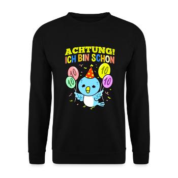 Achtung Ich Bin Schon 10 Geburtstag Wellensittich - Unisex Pullover - Schwarz - Vorne - Alina (178cm) & Michal (187cm)