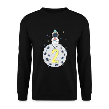 2. Geburtstag Weltraum Geburtstagsparty - Unisex Pullover - Schwarz - Vorne - Alina (178cm) & Michal (187cm)
