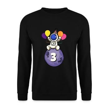 3 Jahre alt Weltraum Geburtstag 3. Geburtstag - Unisex Pullover - Schwarz - Vorne - Alina (178cm) & Michal (187cm)