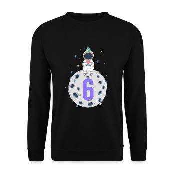 6. Geburtstag Weltraum Geburtstagsparty - Unisex Pullover - Schwarz - Vorne - Alina (178cm) & Michal (187cm)