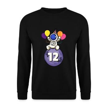 12 Jahre alt Weltraum Geburtstag 12.Geburtstag - Unisex Pullover - Schwarz - Vorne - Alina (178cm) & Michal (187cm)