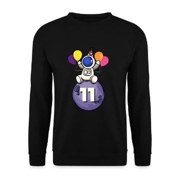 11 years old space birthday 11th birthday - Unisex Sweatshirt - black - Front - Alina (178cm) & Michal (187cm)