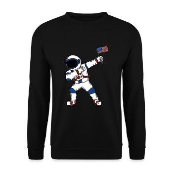 Dabbing American Astronaut July 4 - Unisex Sweatshirt - black - Front - Alina (178cm) & Michal (187cm)