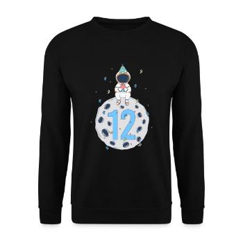 12th Birthday Space Birthday Party - Unisex Sweatshirt - black - Front - Alina (178cm) & Michal (187cm)
