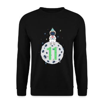 11. Geburtstag Weltraum Geburtstagsparty - Unisex Pullover - Schwarz - Vorne - Alina (178cm) & Michal (187cm)