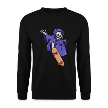 Skeleton rides skateboard skater Halloween - Sweat-shirt Unisexe - noir - Devant - Alina (178cm) & Michal (187cm)