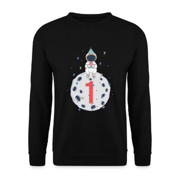 1. Geburtstag Weltraum Geburtstagsparty - Unisex Pullover - Schwarz - Vorne - Alina (178cm) & Michal (187cm)