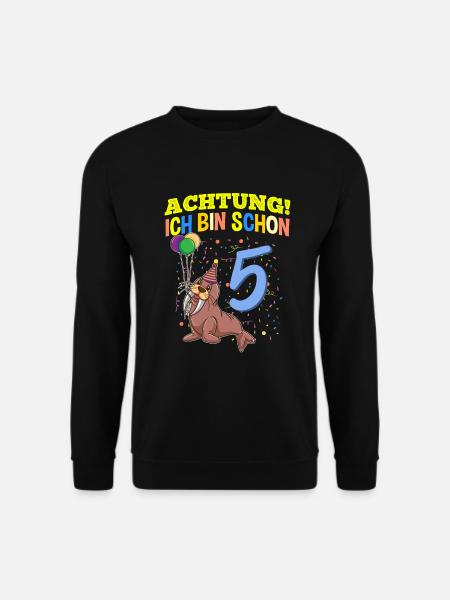 Achtung Ich Bin Schon 5 Tier Geburtstag Walross - Unisex Pullover - Schwarz