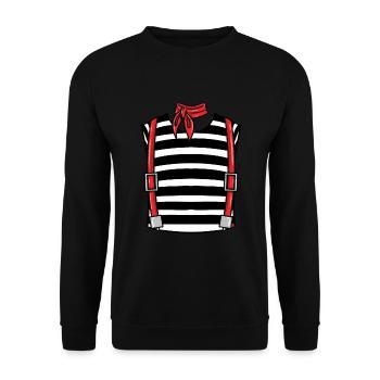 Französischer Pantomime Kostüm Halloween - Unisex Pullover - Schwarz - Vorne - Alina (178cm) & Michal (187cm)