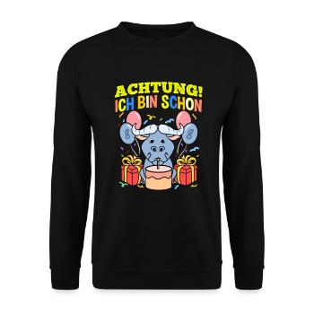 Achtung Ich Bin Schon 8 Geburtstag Gnu - Unisex Pullover - Schwarz - Vorne - Alina (178cm) & Michal (187cm)