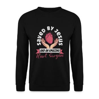 Open Heart Surgery Heart Surgery Survivor - Unisex Sweatshirt - black - Front - Alina (178cm) & Michal (187cm)