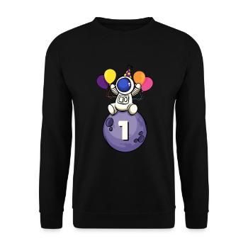 1 Jahre alt Weltraum Geburtstag 1. Geburtstag - Unisex Pullover - Schwarz - Vorne - Alina (178cm) & Michal (187cm)