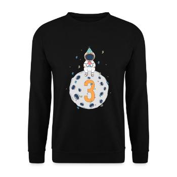 3. Geburtstag Weltraum Geburtstagsparty - Unisex Pullover - Schwarz - Vorne - Alina (178cm) & Michal (187cm)