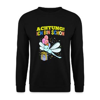 Achtung Ich Bin Schon 2 Geburtstag Libelle - Unisex Pullover - Schwarz - Vorne - Alina (178cm) & Michal (187cm)