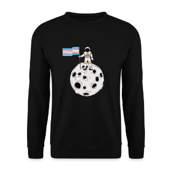 Transgender astronaut Trans Pride flag - Unisex Sweatshirt - black - Front - Alina (178cm) & Michal (187cm)