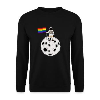 Schwuler Astronaut LGBT Gay Pride Flagge - Unisex Pullover - Schwarz - Vorne - Alina (178cm) & Michal (187cm)