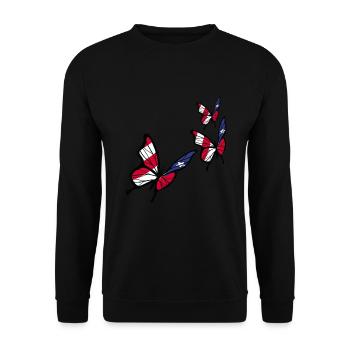 Butterfly Puerto Rican Flag - Unisex Sweatshirt - black - Front - Alina (178cm) & Michal (187cm)