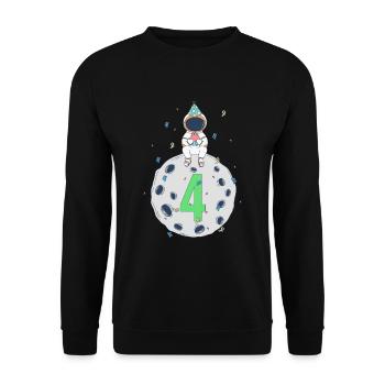 Fête d’anniversaire de l’espace de 4ème anniversaire - Sweat-shirt Unisexe - noir - Devant - Alina (178cm) & Michal (187cm)