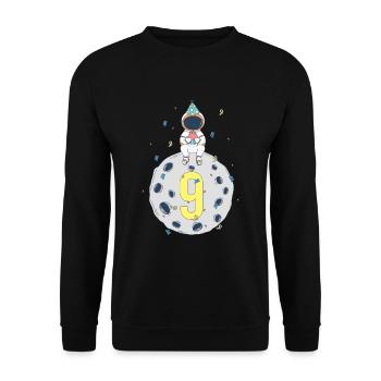 9. Geburtstag Space Geburtstagsparty - Unisex Pullover - Schwarz - Vorne - Alina (178cm) & Michal (187cm)