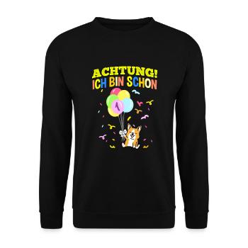 Achtung Ich Bin Schon 1 Geburtstag Corgi - Unisex Pullover - Schwarz - Vorne - Alina (178cm) & Michal (187cm)